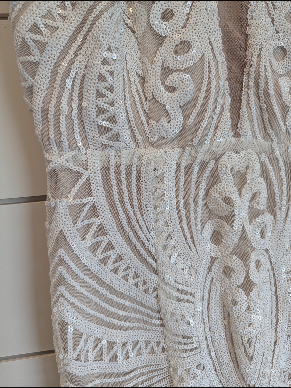 Lulus Wedding Dress Sequen Plunge Neck Splendorous Love Size XS Vintage Inspired - Picture 5 of 12